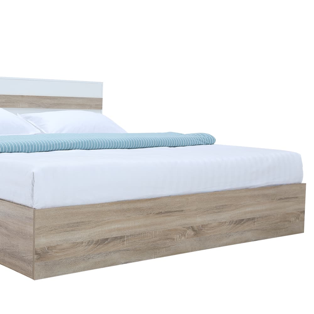 ชุดห้องนอน รุ่นมินิโอ+ทิวลิป ขนาด 6 ฟุต (เตียง, ตู้เสื้อผ้า 3 บาน พร้อมลิ้นชัก, โต๊ะเครื่องแป้งพร้อมสตูล) - สีธรรมชาติ