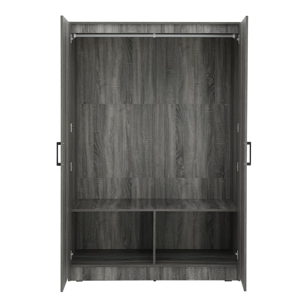 ตู้เสื้อผ้า 2 บาน รุ่นเฟส ขนาด 120 ซม. - สีเทา