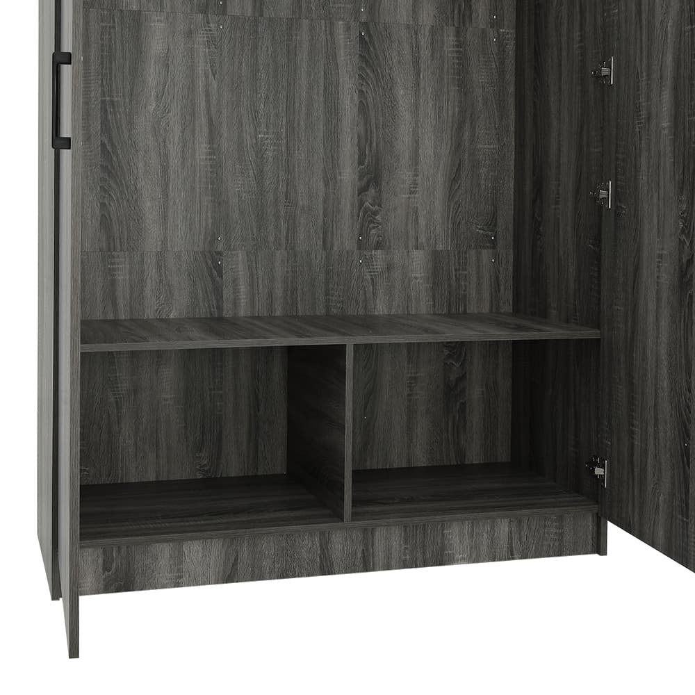 ตู้เสื้อผ้า 2 บาน รุ่นเฟส ขนาด 120 ซม. - สีเทา