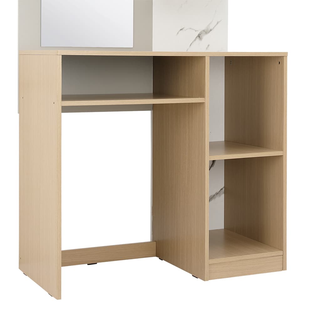 ชุดห้องนอน รุ่นแมกโนเลีย ขนาด 6 ฟุต (เตียง, ตู้เสื้อผ้า 4 บาน, โต๊ะเครื่องแป้ง) - สีธรรมชาติ/หินอ่อนขาว