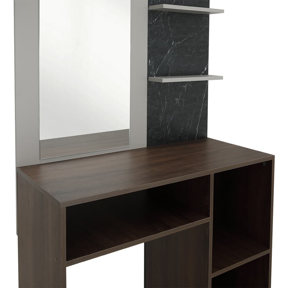 ชุดห้องนอน รุ่นแมกโนเลีย ขนาด 5 ฟุต  (เตียง, ตู้เสื้อผ้า 4 บาน, โต๊ะเครื่องแป้ง) - สีวอลนัท/หินอ่อนดำ