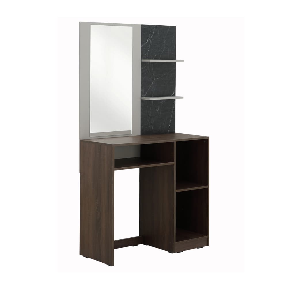 ชุดห้องนอน รุ่นแมกโนเลีย ขนาด 5 ฟุต  (เตียง, ตู้เสื้อผ้า 4 บาน, โต๊ะเครื่องแป้ง) - สีวอลนัท/หินอ่อนดำ