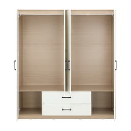 ชุดห้องนอน รุ่นคาร์เนชั่น+ฟินซ์  ขนาด 5 ฟุต (เตียง, ตู้เสื้อผ้า 4 บาน, โต๊ะเครื่องแป้ง) - สีขาว/ธรรมชาติ