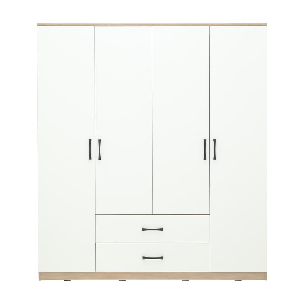 ชุดห้องนอน รุ่นคาร์เนชั่น+ฟินซ์  ขนาด 5 ฟุต (เตียง, ตู้เสื้อผ้า 4 บาน, โต๊ะเครื่องแป้ง) - สีขาว/ธรรมชาติ