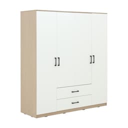 ชุดห้องนอน รุ่นคาร์เนชั่น+ฟินซ์  ขนาด 6 ฟุต (เตียง, ตู้เสื้อผ้า 4 บาน, โต๊ะเครื่องแป้ง) - สีขาว/ธรรมชาติ