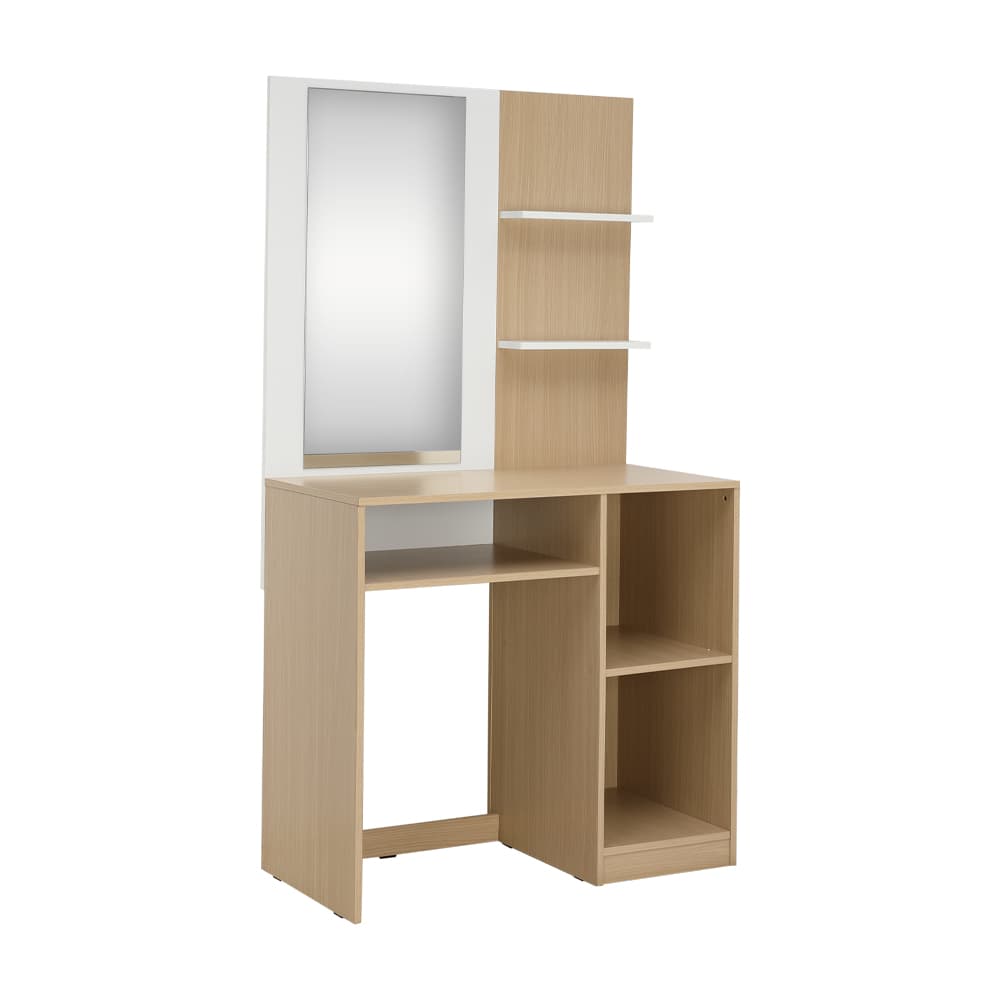 ชุดห้องนอน รุ่นคาร์เนชั่น+ฟินซ์  ขนาด 6 ฟุต (เตียง, ตู้เสื้อผ้า 4 บาน, โต๊ะเครื่องแป้ง) - สีขาว/ธรรมชาติ