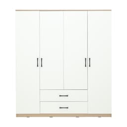 ชุดห้องนอน รุ่นคาร์เนชั่น+ฟินซ์  ขนาด 6 ฟุต (เตียง, ตู้เสื้อผ้า 4 บาน, โต๊ะเครื่องแป้ง) - สีขาว/ธรรมชาติ