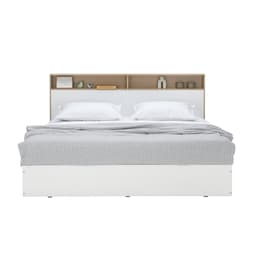 ชุดห้องนอน รุ่นคาร์เนชั่น+ฟินซ์ ขนาด 5 ฟุต (เตียง, ตู้เสื้อผ้า 4 บาน พร้อมกระจก, โต๊ะเครื่องแป้ง) - สีขาว/ธรรมชาติ