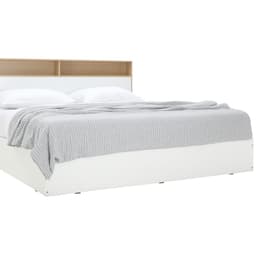 ชุดห้องนอน รุ่นคาร์เนชั่น+ฟินซ์ ขนาด 6 ฟุต (เตียง, ตู้เสื้อผ้า 4 บาน พร้อมกระจก, โต๊ะเครื่องแป้ง) - สีขาว/ธรรมชาติ