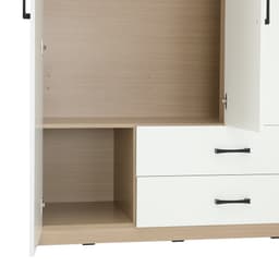 ชุดห้องนอน รุ่นคาร์เนชั่น+ฟินซ์ ขนาด 6 ฟุต (เตียง, ตู้เสื้อผ้า 4 บาน พร้อมกระจก, โต๊ะเครื่องแป้ง) - สีขาว/ธรรมชาติ