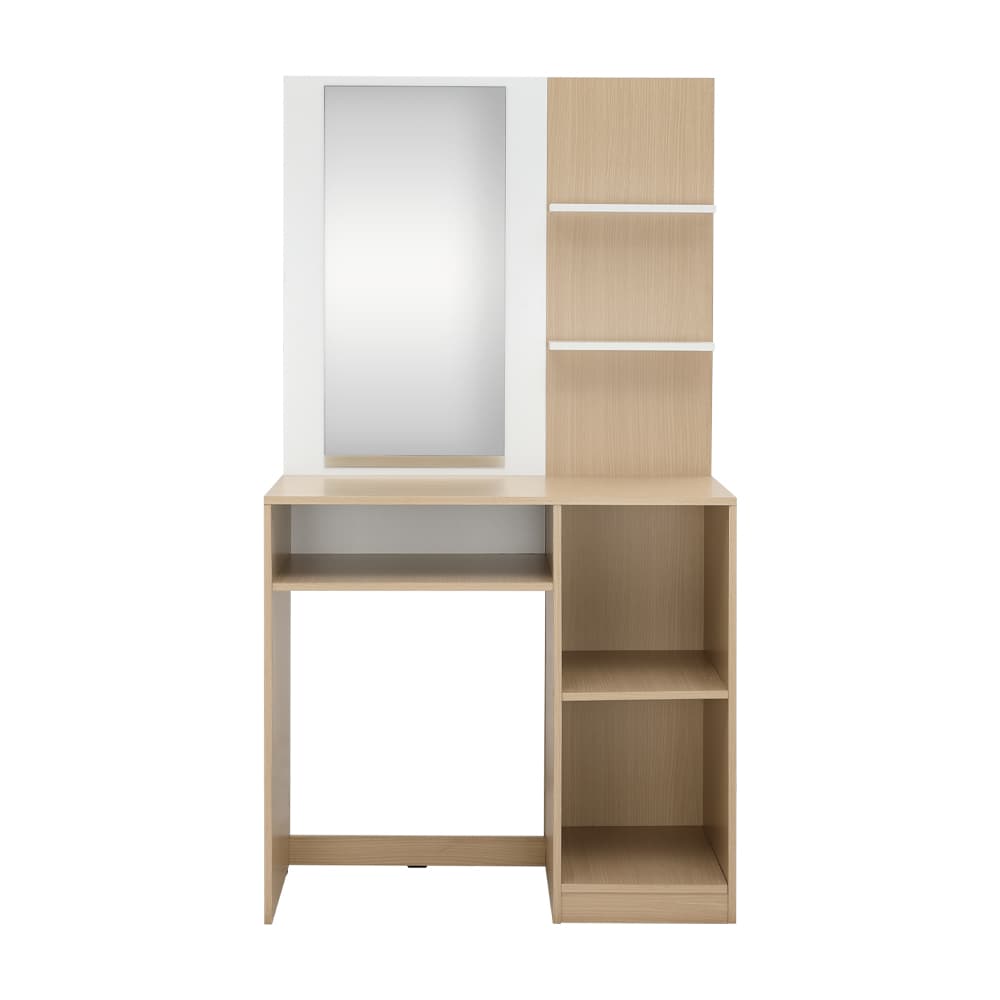 ชุดห้องนอน รุ่นคาร์เนชั่น+ฟินซ์ ขนาด 6 ฟุต (เตียง, ตู้เสื้อผ้า 4 บาน พร้อมกระจก, โต๊ะเครื่องแป้ง) - สีขาว/ธรรมชาติ