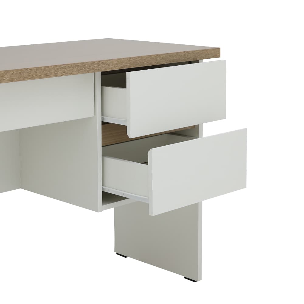 โต๊ะทำงาน 3 ลิ้นชัก รุ่นมินิโอ ขนาด 120 ซม. - สีธรรมชาติ/ขาว