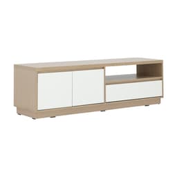 ตู้วางทีวี 2 บาน พร้อมลิ้นชัก รุ่นมินิโอ ขนาด 150 ซม. - สีธรรมชาติ/ขาว