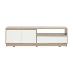 ตู้วางทีวี 2 บาน พร้อมลิ้นชัก รุ่นมินิโอ ขนาด 150 ซม. - สีธรรมชาติ/ขาว