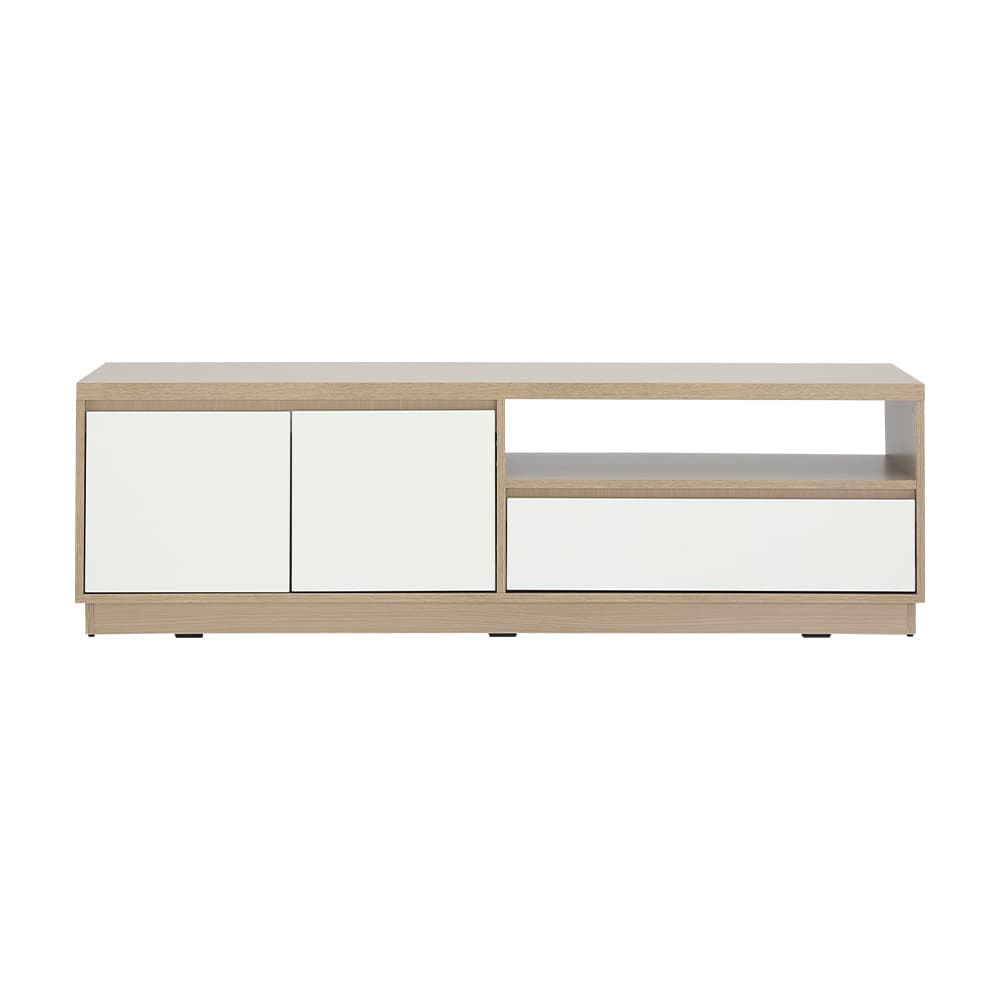 ตู้วางทีวี 2 บาน พร้อมลิ้นชัก รุ่นมินิโอ ขนาด 150 ซม. - สีธรรมชาติ/ขาว