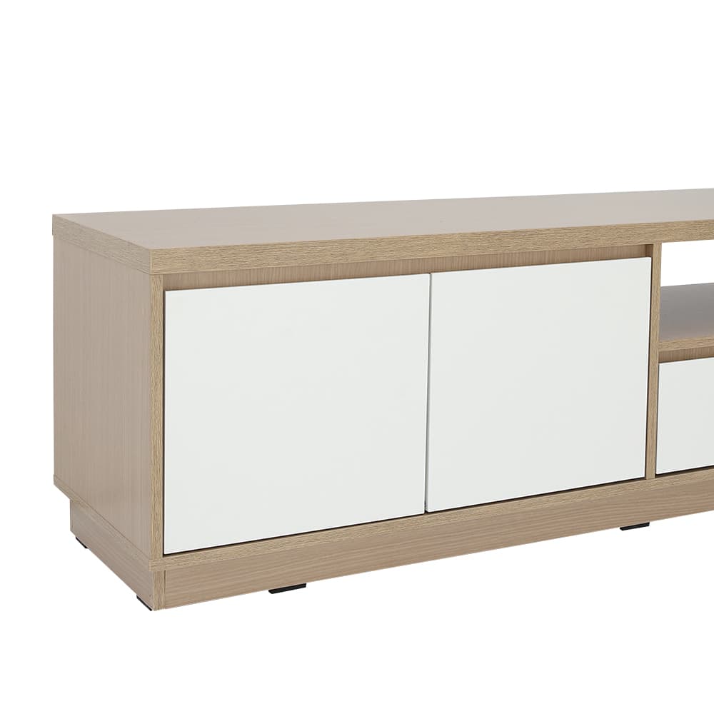 ตู้วางทีวี 2 บาน พร้อมลิ้นชัก รุ่นมินิโอ ขนาด 150 ซม. - สีธรรมชาติ/ขาว