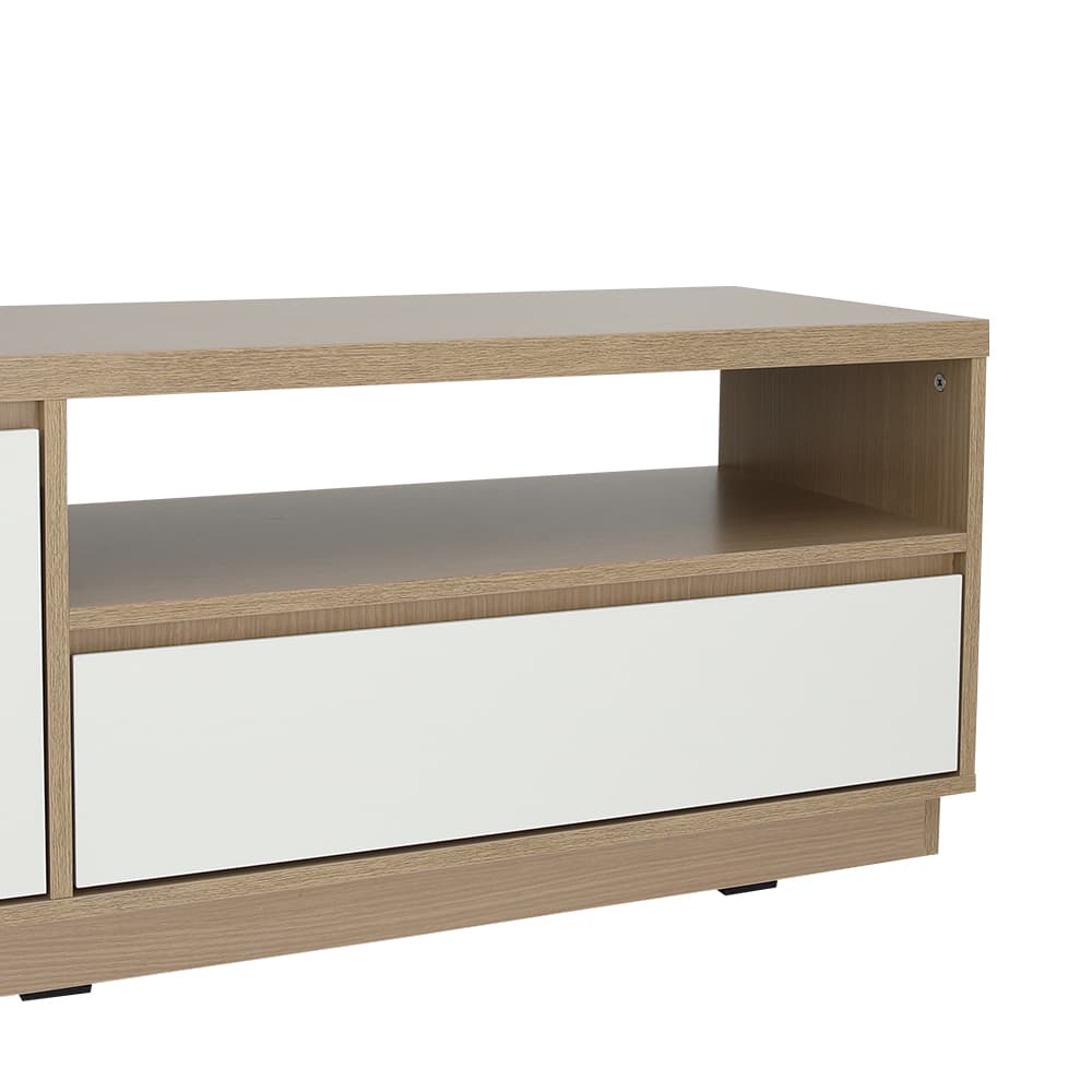 ตู้วางทีวี 2 บาน พร้อมลิ้นชัก รุ่นมินิโอ ขนาด 150 ซม. - สีธรรมชาติ/ขาว