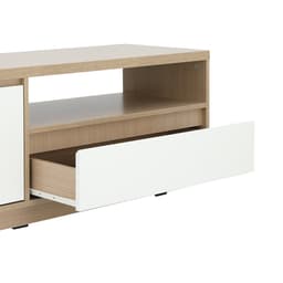 ตู้วางทีวี 2 บาน พร้อมลิ้นชัก รุ่นมินิโอ ขนาด 150 ซม. - สีธรรมชาติ/ขาว