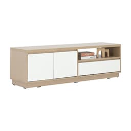 ตู้วางทีวี 2 บาน พร้อมลิ้นชัก รุ่นมินิโอ ขนาด 150 ซม. - สีธรรมชาติ/ขาว