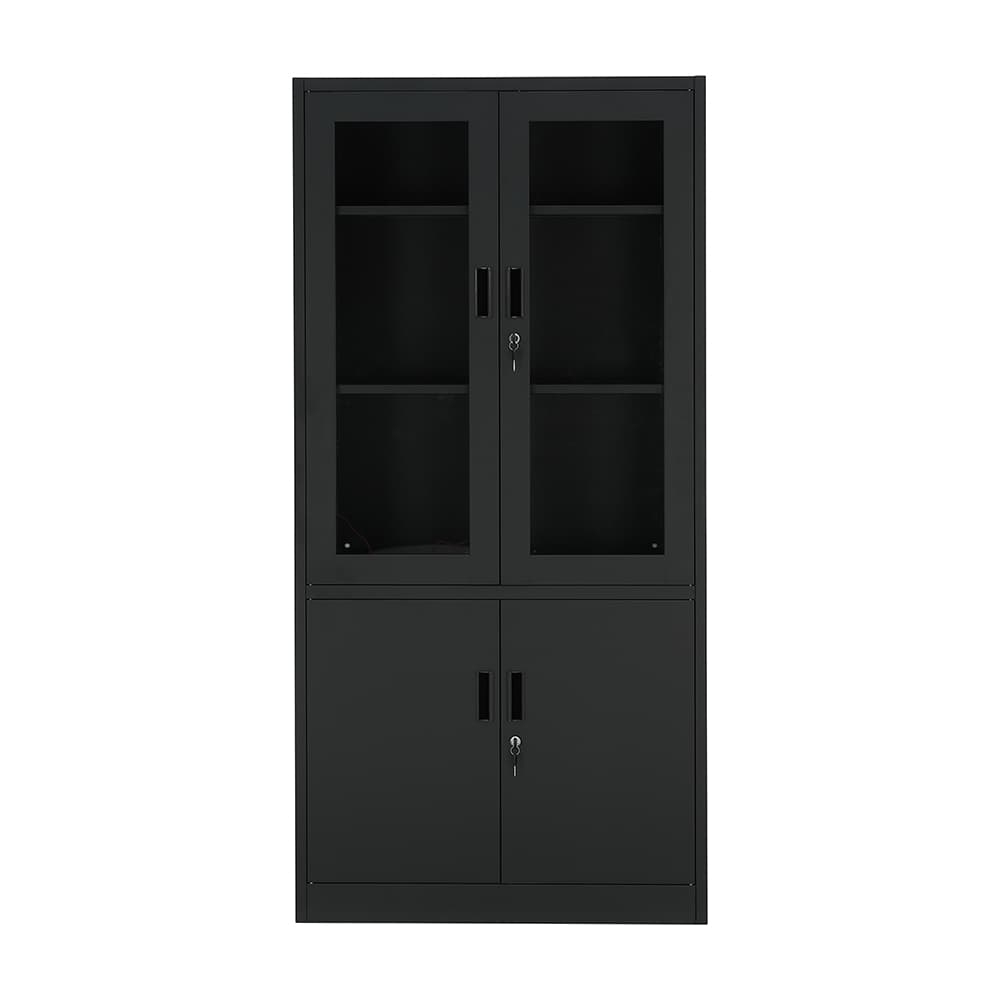 ตู้เหล็ก 4 บานเปิด รุ่นโซลิด สูง 185 ซม. - สีดำ