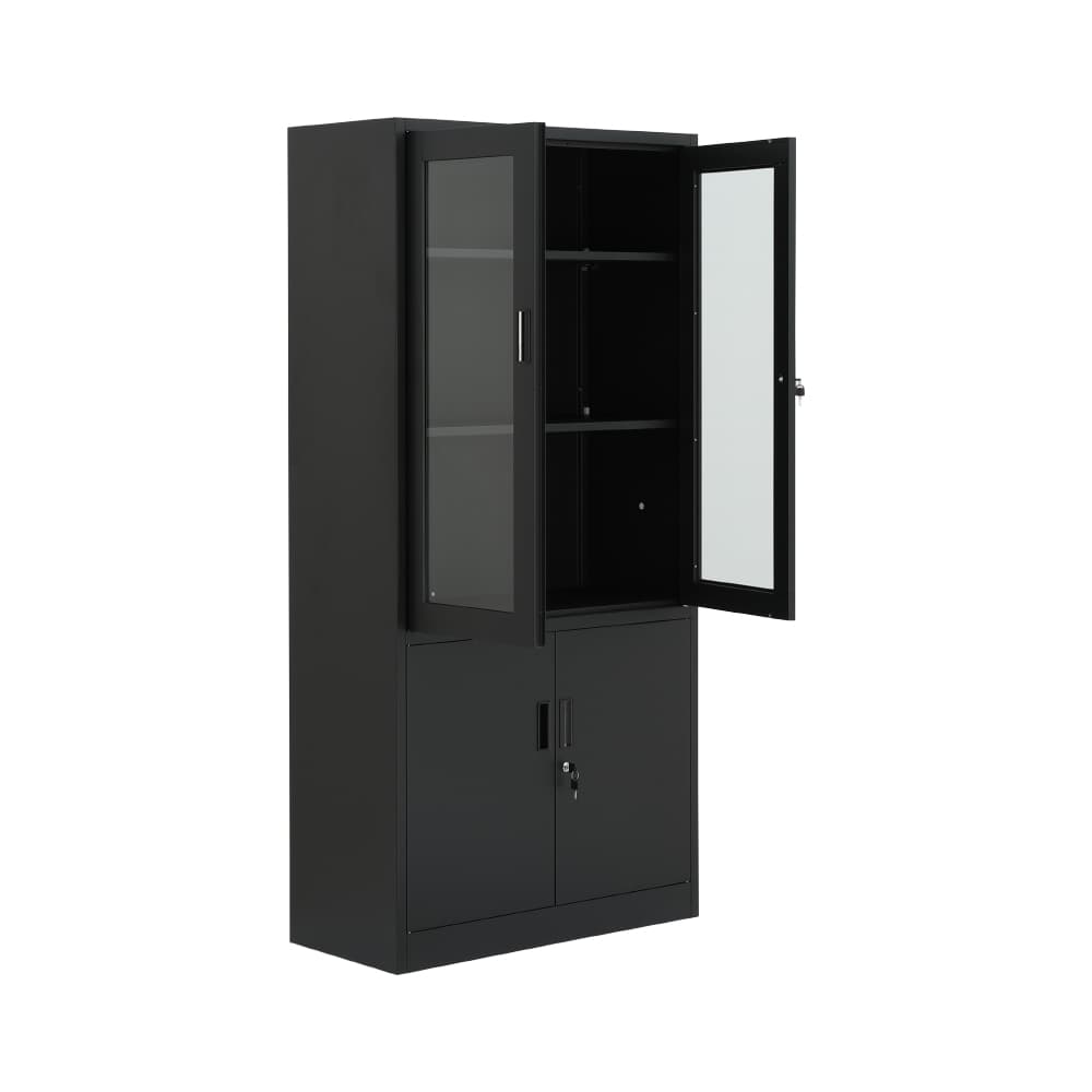 ตู้เหล็ก 4 บานเปิด รุ่นโซลิด สูง 185 ซม. - สีดำ