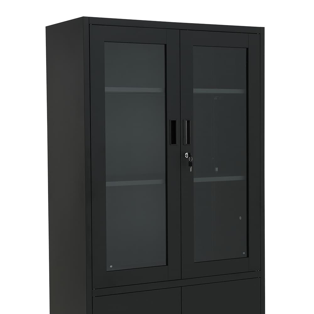 ตู้เหล็ก 4 บานเปิด รุ่นโซลิด สูง 185 ซม. - สีดำ