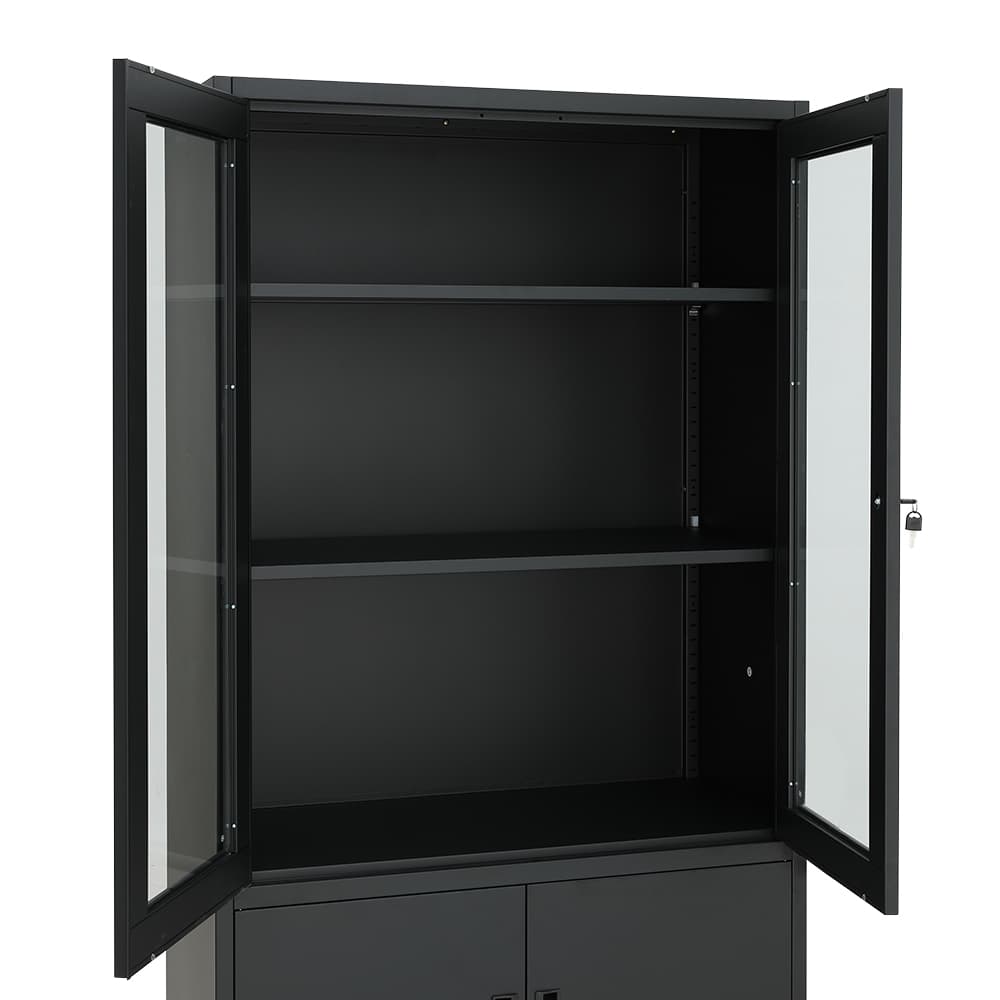 ตู้เหล็ก 4 บานเปิด รุ่นโซลิด สูง 185 ซม. - สีดำ