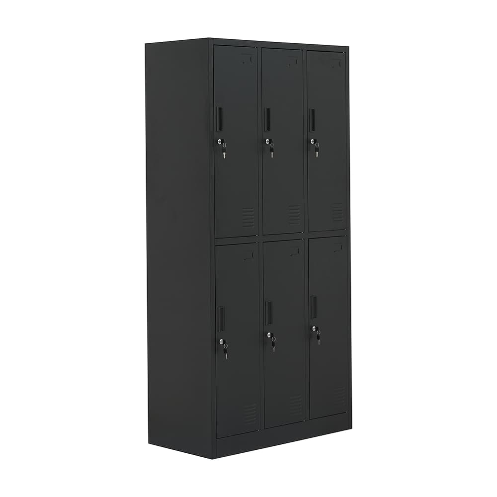 ตู้เหล็กล็อกเกอร์ 6 ช่อง รุ่นโซลิด - สีดำ
