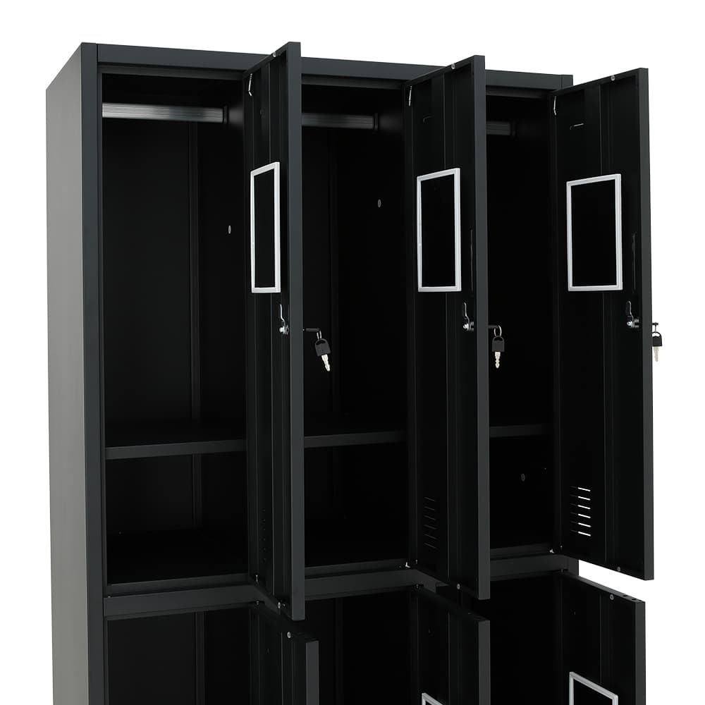 ตู้เหล็กล็อกเกอร์ 6 ช่อง รุ่นโซลิด - สีดำ