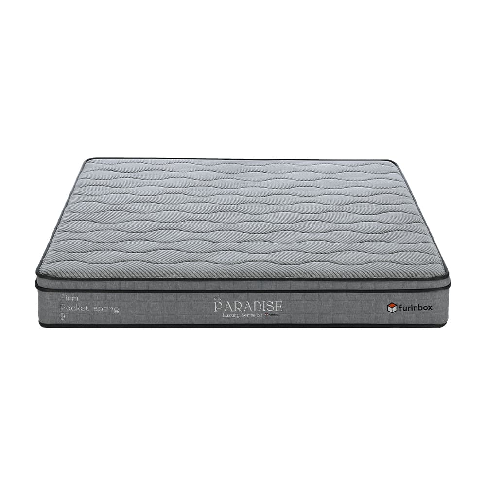 ที่นอน รุ่นพาราไดซ์ ขนาด 6 ฟุต หนา 9 นิ้ว พร้อมหมอน 2 ใบ - สีเทา/เทาเข้ม