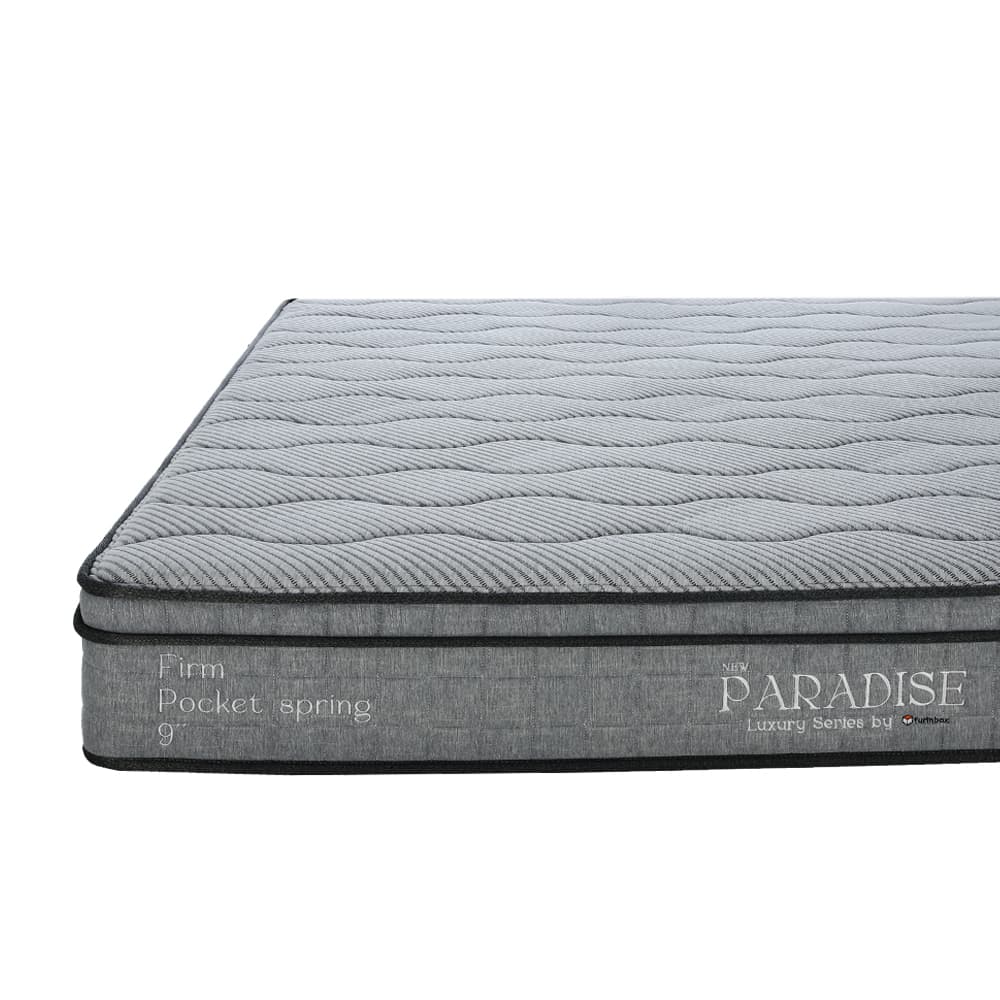 ที่นอน รุ่นพาราไดซ์ ขนาด 6 ฟุต หนา 9 นิ้ว พร้อมหมอน 2 ใบ - สีเทา/เทาเข้ม