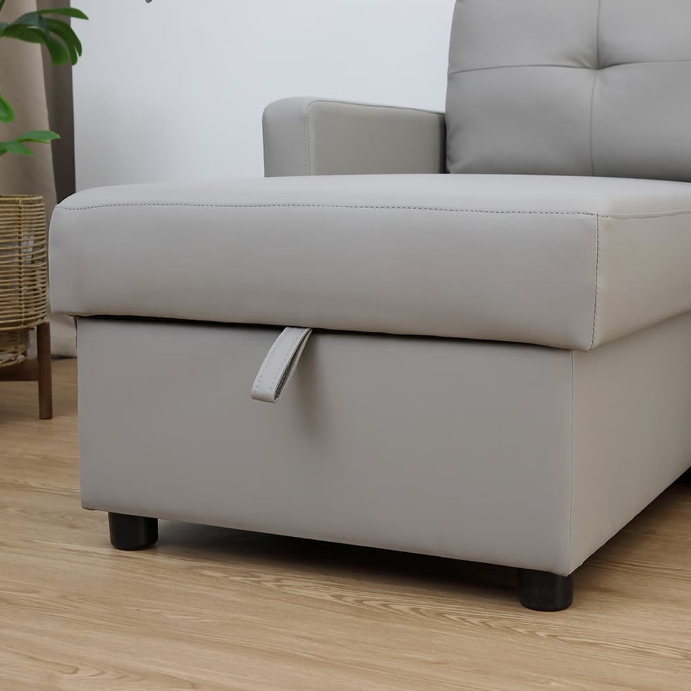 โซฟาเบด PU L-shape รุ่นเคียร่า - สีเทา