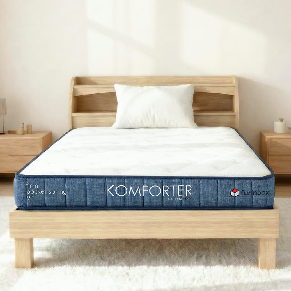 ที่นอน รุ่นคอมฟอร์ทเตอร์ ขนาด 3.5 ฟุต หนา 9 นิ้ว - สีขาว/น้ำเงิน