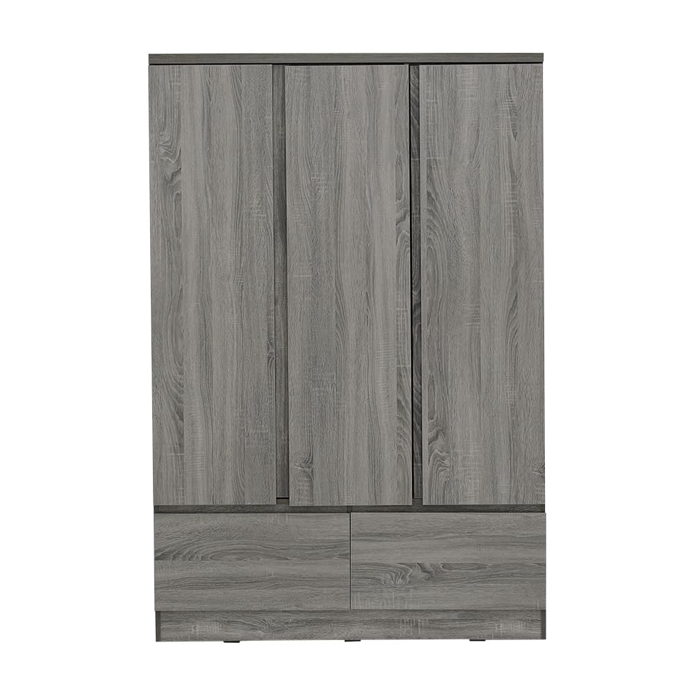 Furinbox ตู้เสื้อผ้า 3 บาน พร้อมลิ้นชัก รุ่นฟาส - สีเทา