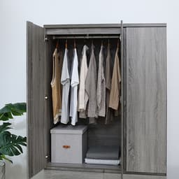 Furinbox ตู้เสื้อผ้า 3 บาน พร้อมลิ้นชัก รุ่นฟาส - สีเทา