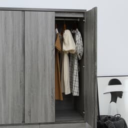 Furinbox ตู้เสื้อผ้า 3 บาน พร้อมลิ้นชัก รุ่นฟาส - สีเทา