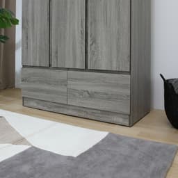 Furinbox ตู้เสื้อผ้า 3 บาน พร้อมลิ้นชัก รุ่นฟาส - สีเทา