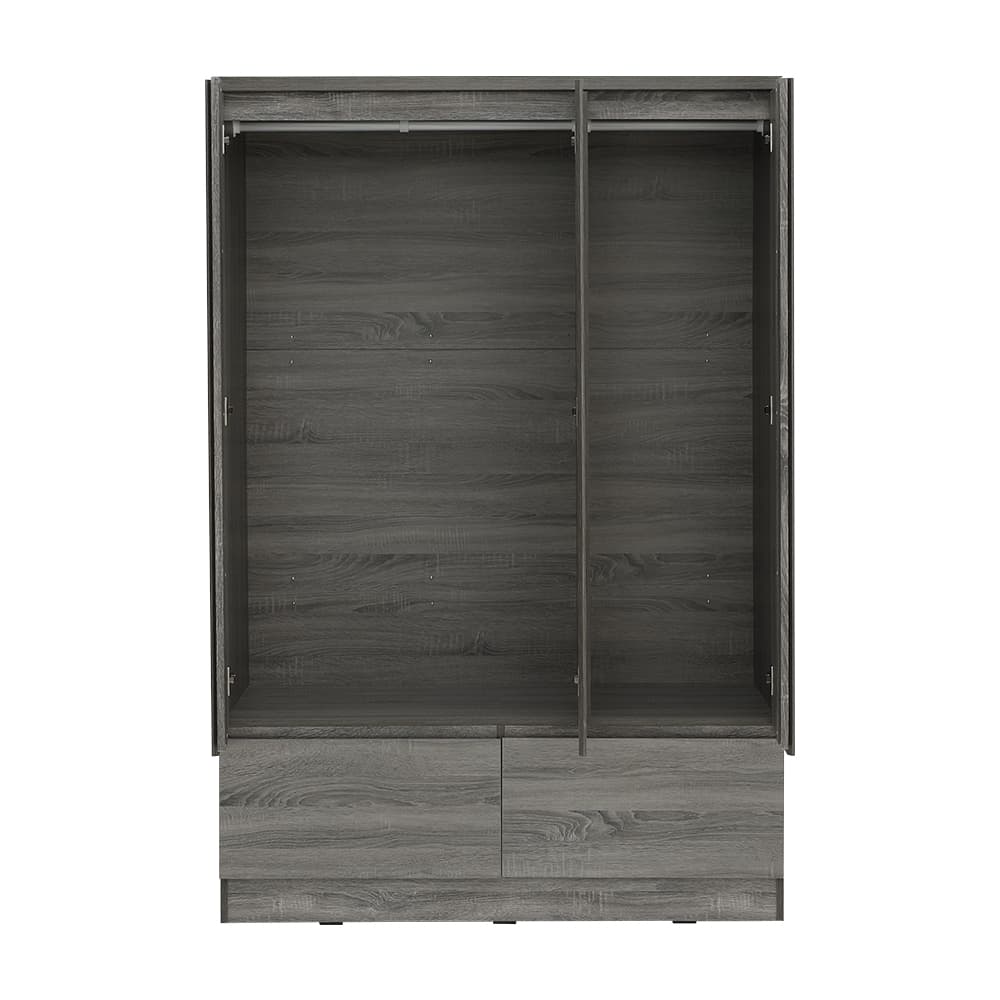 Furinbox ตู้เสื้อผ้า 3 บาน พร้อมลิ้นชัก รุ่นฟาส - สีเทา