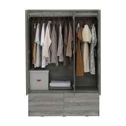 Furinbox ตู้เสื้อผ้า 3 บาน พร้อมลิ้นชัก รุ่นฟาส - สีเทา