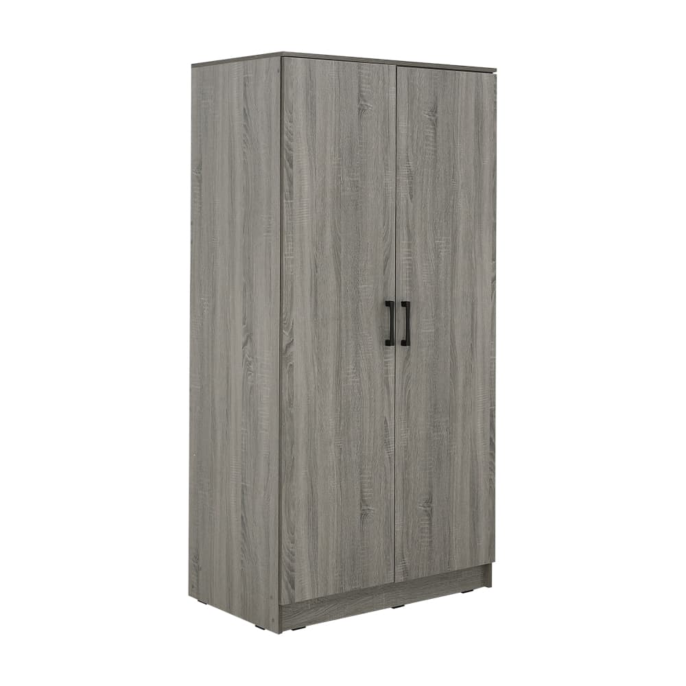 ตู้เสื้อผ้า 2 บาน รุ่นเฟส ขนาด 90 ซม. - สีเทา