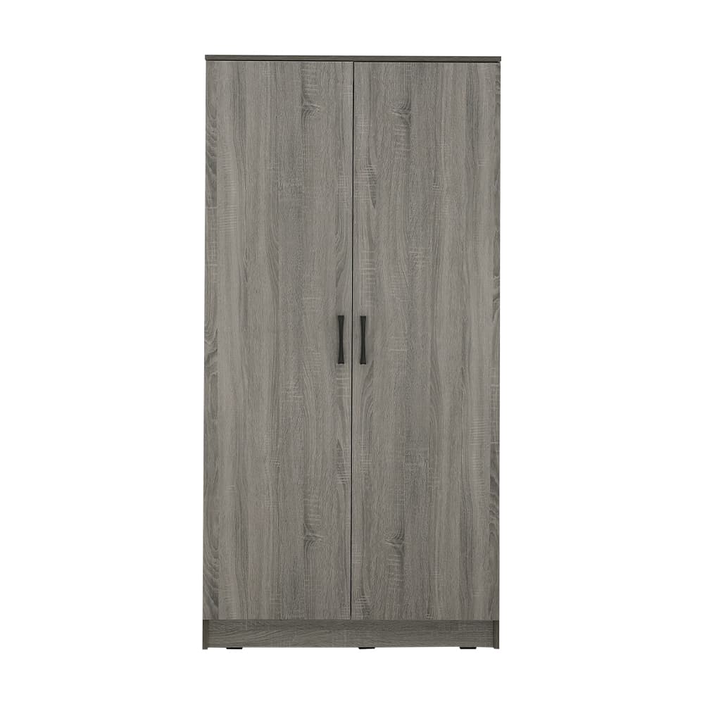 ตู้เสื้อผ้า 2 บาน รุ่นเฟส ขนาด 90 ซม. - สีเทา