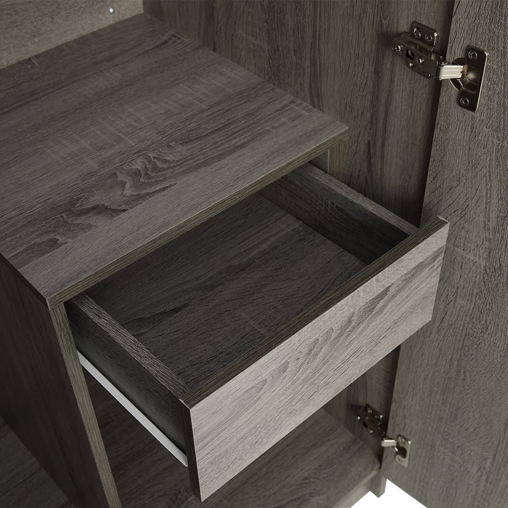 ตู้เสื้อผ้า 2 บาน รุ่นเฟส ขนาด 90 ซม. - สีเทา