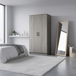 ตู้เสื้อผ้า 2 บาน รุ่นเฟส ขนาด 90 ซม. - สีเทา