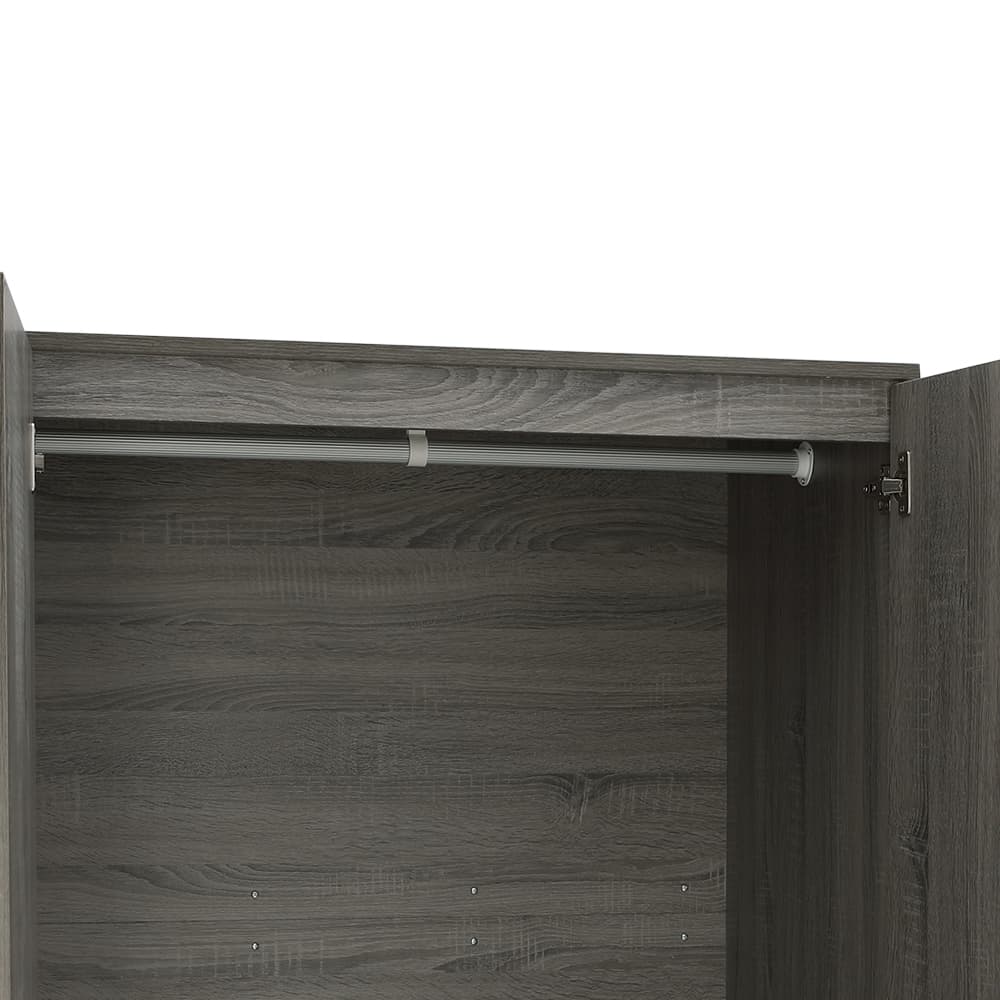 ตู้เสื้อผ้า 2 บาน รุ่นเฟส ขนาด 90 ซม. - สีเทา