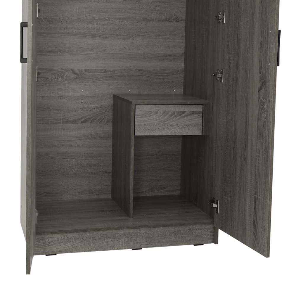 ตู้เสื้อผ้า 2 บาน รุ่นเฟส ขนาด 90 ซม. - สีเทา