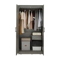 ตู้เสื้อผ้า 2 บาน รุ่นเฟส ขนาด 90 ซม. - สีเทา