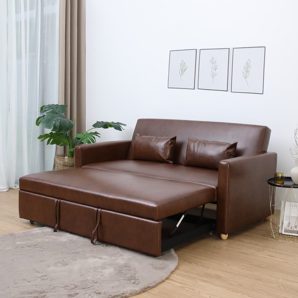 โซฟาเบด PVC 3 ที่นั่ง รุ่นมิกิ - สีน้ำตาล