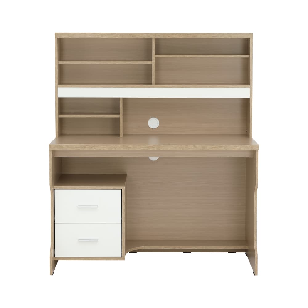 โต๊ะทำงานพร้อมชั้นวาง รุ่นมินิโอ - สีธรรมชาติ/ขาว