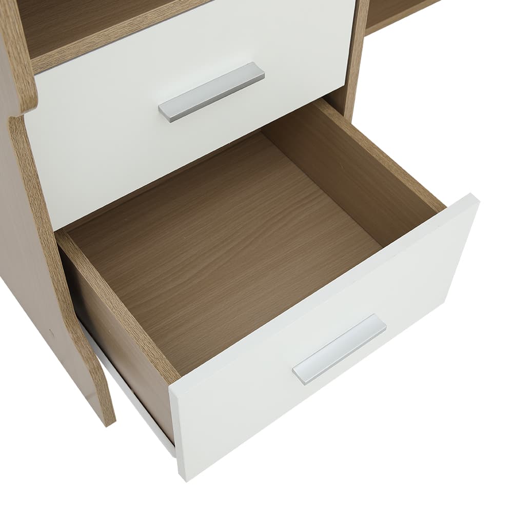 โต๊ะทำงานพร้อมชั้นวาง รุ่นมินิโอ - สีธรรมชาติ/ขาว