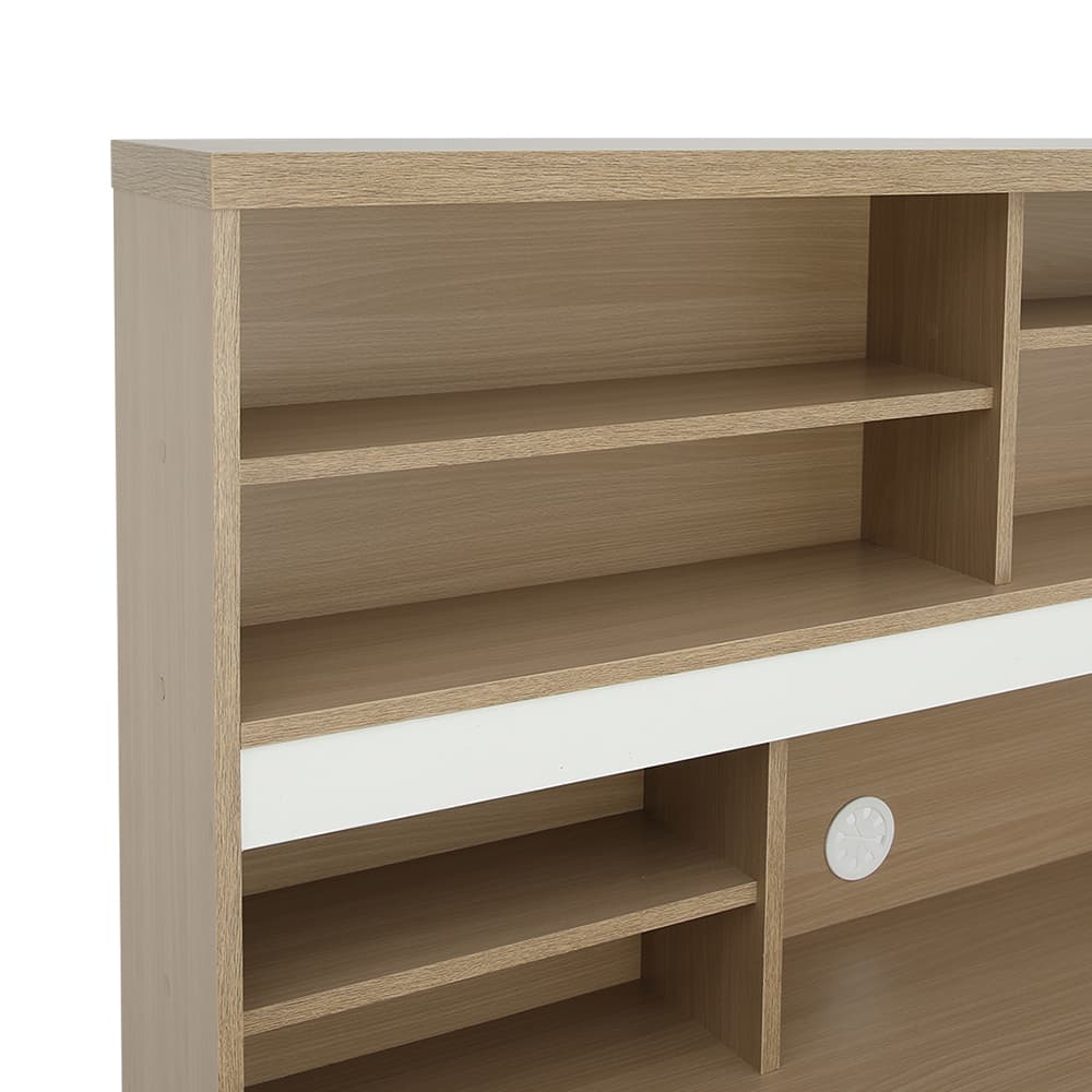 โต๊ะทำงานพร้อมชั้นวาง รุ่นมินิโอ - สีธรรมชาติ/ขาว